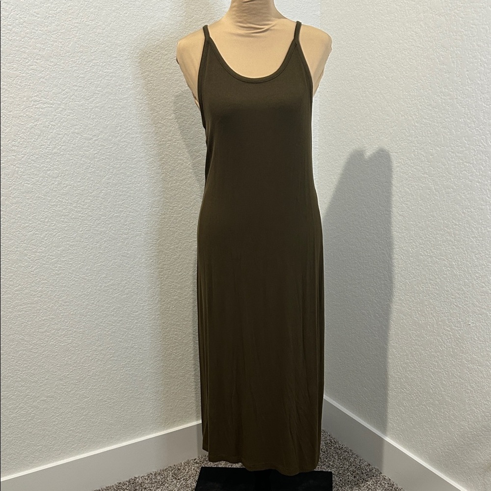 Old Navy Olive Green Tank Dress Size Medium – Sleeveless Scoop Neck Midi Dress